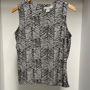 Notations Zebra Print Sleeveless Top - Black Tan and Brown.